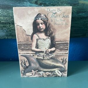 Coastal Canvas Art – 'Down By The Sea' Script Print